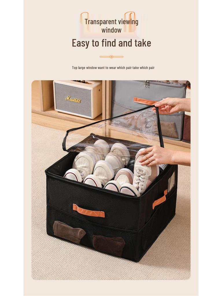 Foldable Fabric Organizer Box with Lid: Multifunctional, Divided Compartments for Underwear, Panties, Shoes, or Sundries.