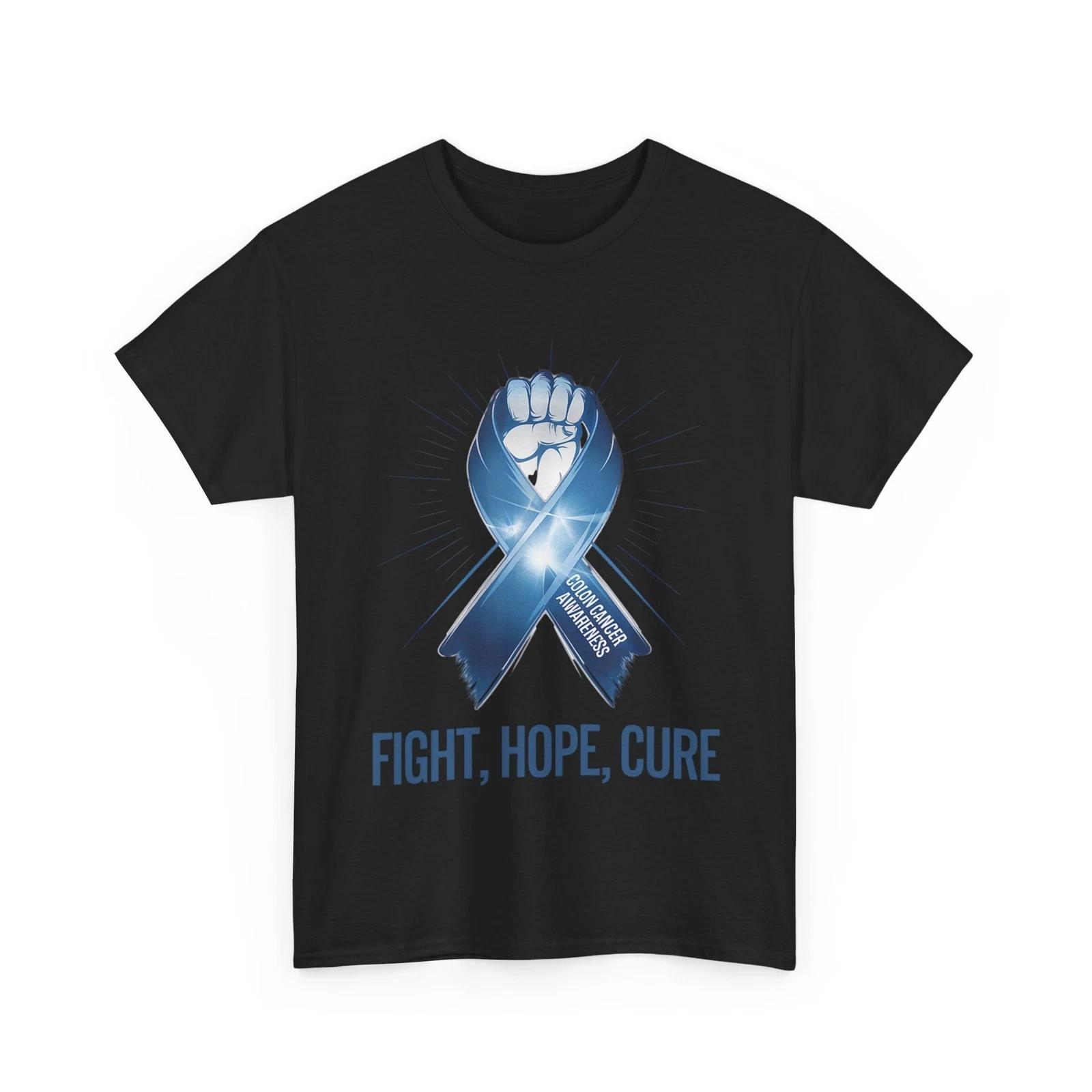 

Colon Cancer Awareness T shirt, Fight Hope Cure Blue Ribbon SupporT shirt XL