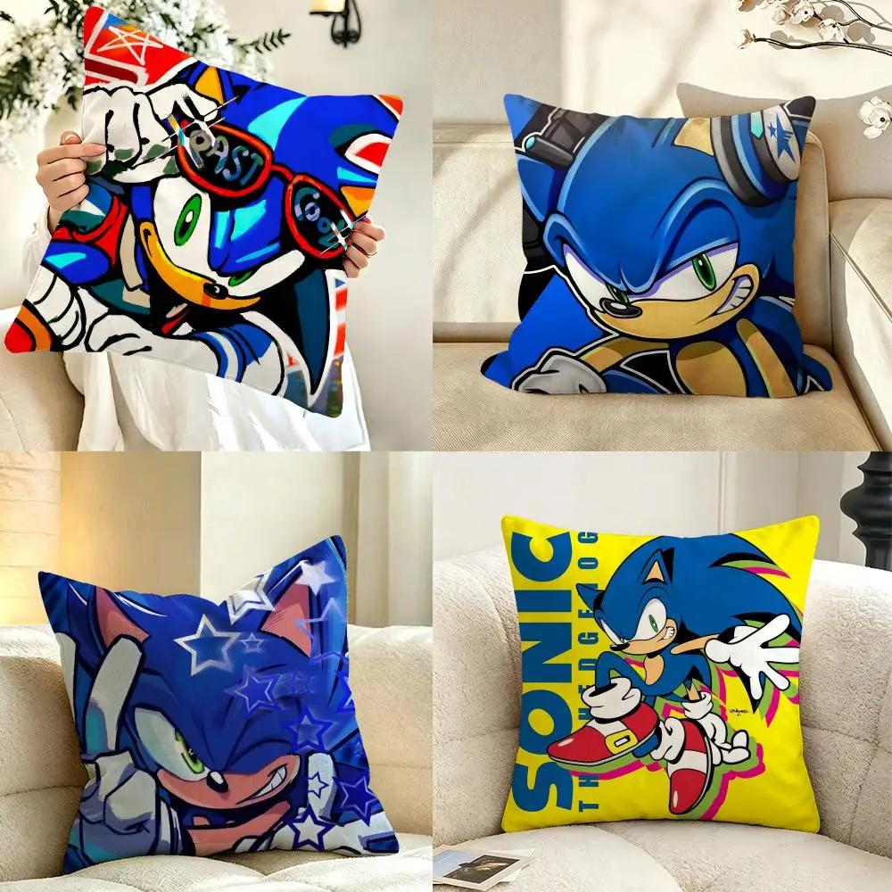 Character SSonic the HHedgehog Cushion Cover Pillow Case Antidustmite Pillowcase Silky Short Plush Sofa Cushion Cover Hot