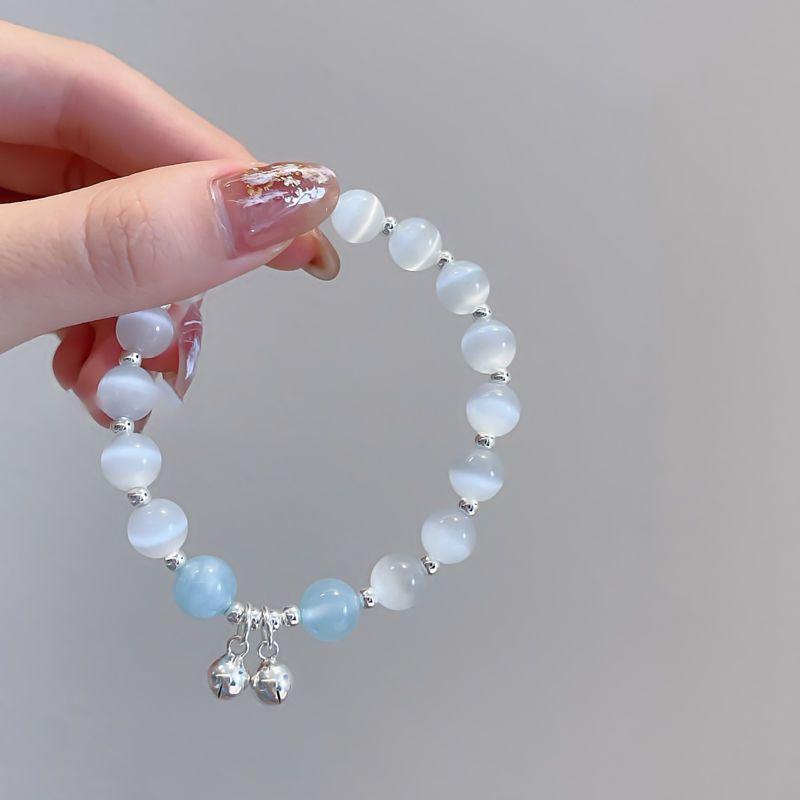 Fashion White Moonstone Natural Stone Beaded Moon Bracelet for Women Butterfly Wedding Bracelet Bohemian Jewelry Adjustable Gift