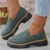Damen einfarbige Plateau-Loafer Schuhe Frau 2026 Frühling Herbst Neu Britischer Stil Flache Schuhe Bequeme Dicke Sohle Slip-on Schuhe