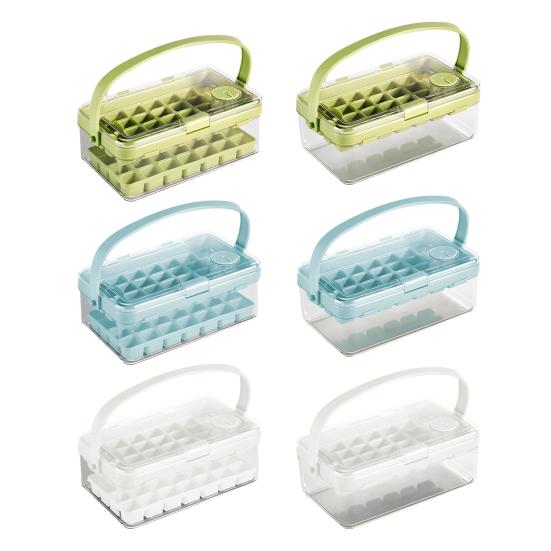Eiswürfelform mit Schaufel und Druck-Release Große Kapazität Silikon-Eiswürfelform für Gefrierschrank BPA-Frei Lebensmittelqualität Stapelbarer Eiswürfelbereiter für die Küche