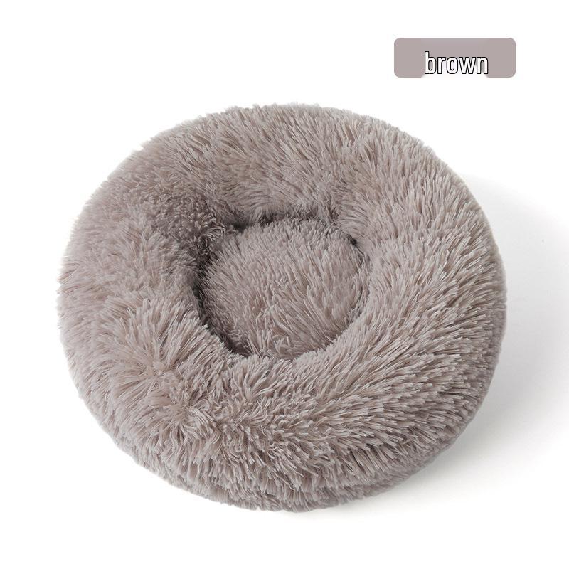 Round Plush Winter Pet Bed: Removable, Warm Cat & Dog Nest Cushion