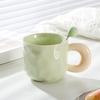 Hrnek Milk Fufu s víčkem a lžičkou, roztomilý dívčí, keramický hrnek na kávu s vysokým uchem, pro páry, do kanceláře, ke snídani