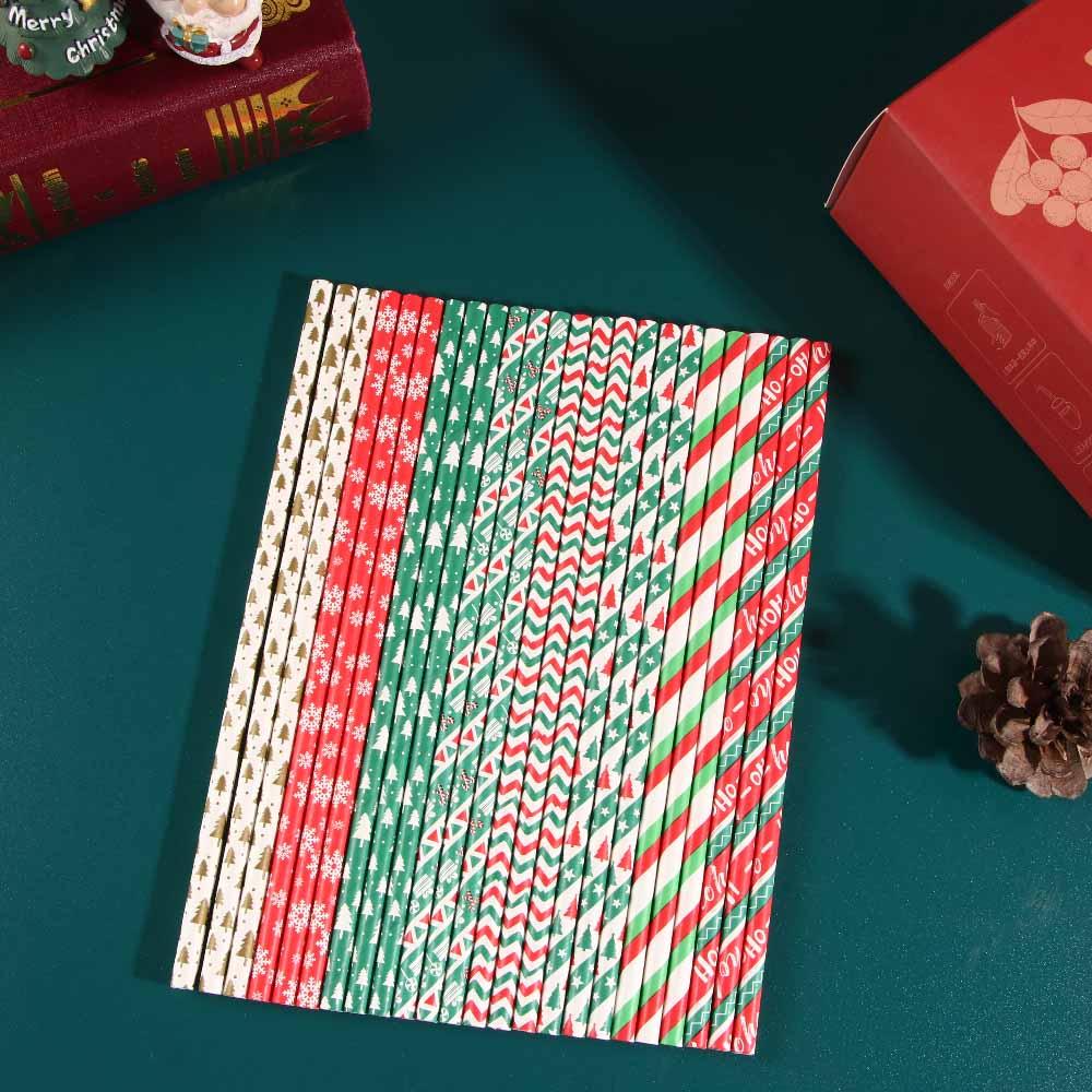 Paper Tableware Biodegradable Bar Tools Christmas Decoration Party Supplies Drinking Straws