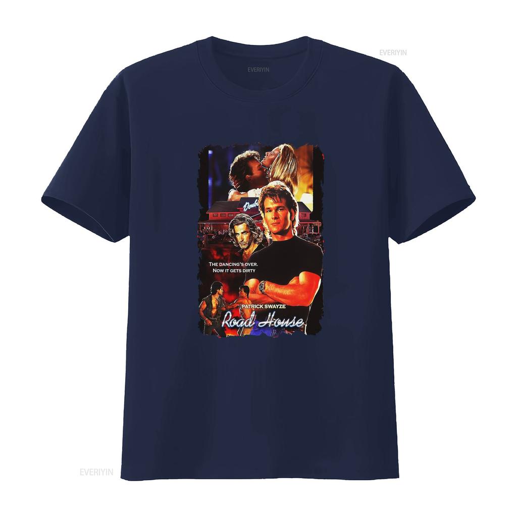 Roadhouse Patrick Swayze Movie Theme Mens Black T Shirt Available In Sizes S To 5XL Vintage Washed Graphic Breathable Slightly