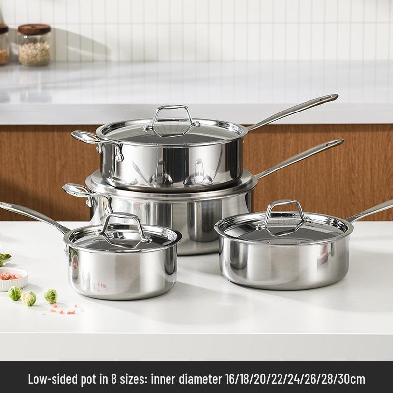 304 Stainless Steel Three-Ply Saucepan with Single Handle for Induction, Ideal for Baby Food, Noodles, and Household Cooking.