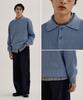 KIIMUIR Soft Texture Button Collar Knit_Sky Blue