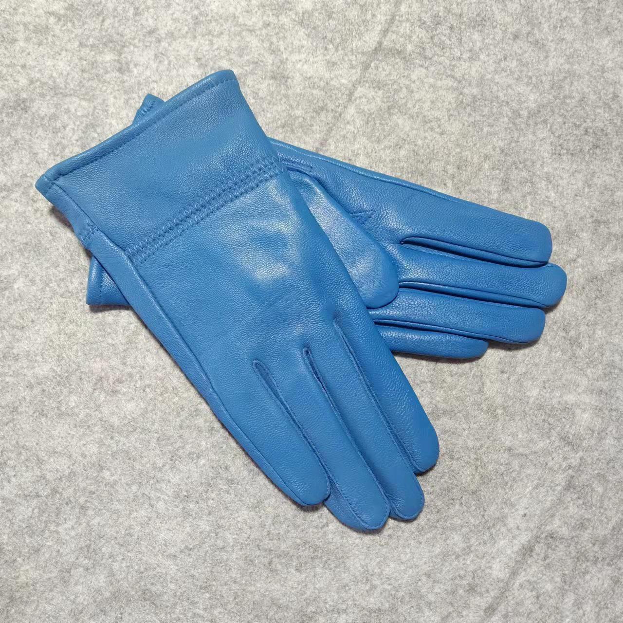 

Женские зимние перчатки для велоспорта из натуральной кожи из овчины - корейский стиль One Size светло-синий