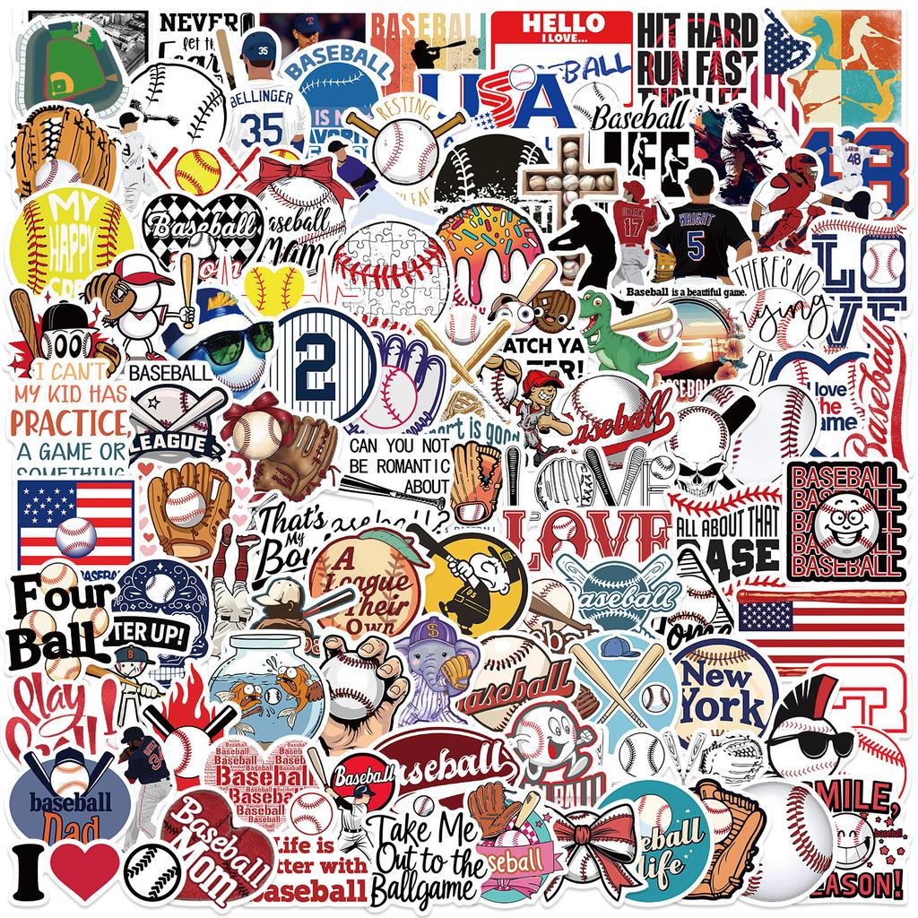 100 Cartoon Baseball Graffiti Stickers DIY Decorative Guitar Notebook Suitcase DIY Waterproof