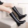 New Winter Fashionable Boots Round Toe Mid-heel -strap High Boots Comfortable Non-slip Enhance Personality Sexy Botas Mujer