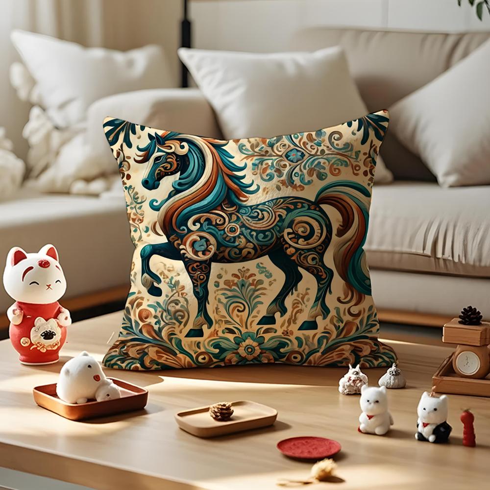 Indian Tree Of Life Cushion Cover Anti-dustmite Pillowcase Invisible Zipper Silky Short Plush Sofa Cushion Cover