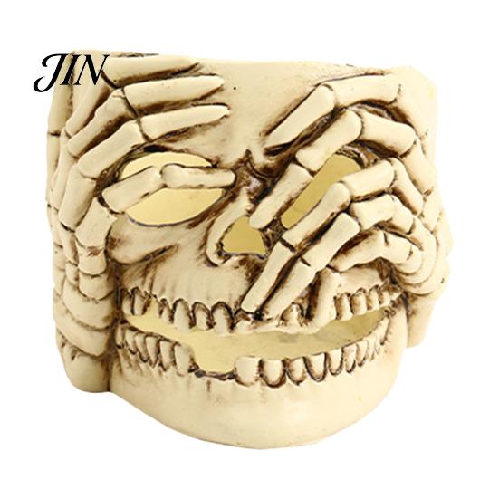 Indoor Halloween Decor Skull Candle Holder Decor, Resin Gothic Table Ornament, Spooky Shelf Festive for Party Home, Trick or Treat Centerpiece Gift