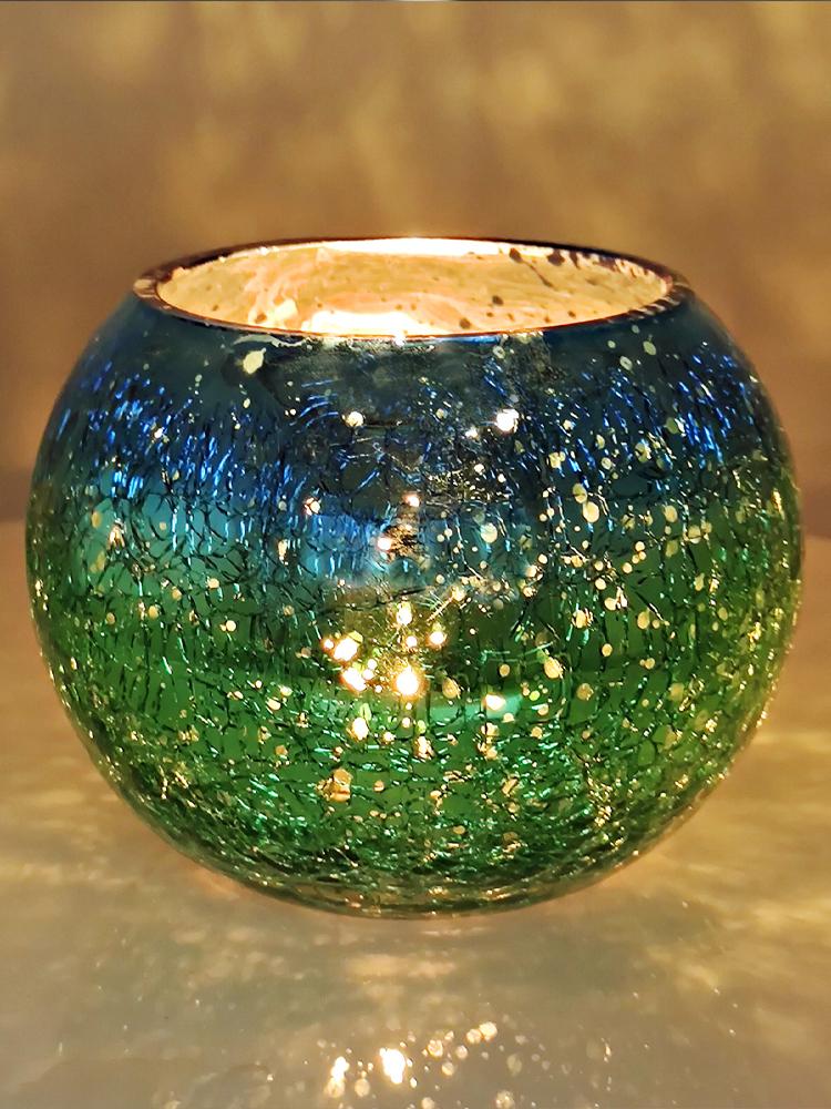 Candle Holder Multipurpose Glass Tealight Candle Holder Decoration Electroplated Gradient Colorful