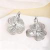 Stainless Steel Double Layer Flower Pendant Earrings For Women Vintage Geometric Irregular Drop Earring Personality Jewelry Gift