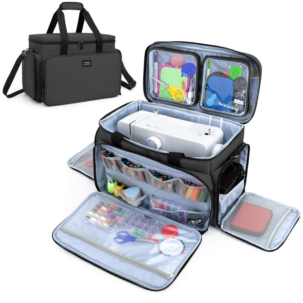 CURMIO Sewing Machine Storage Bag, Carrying Case for Sewing Machines, Black