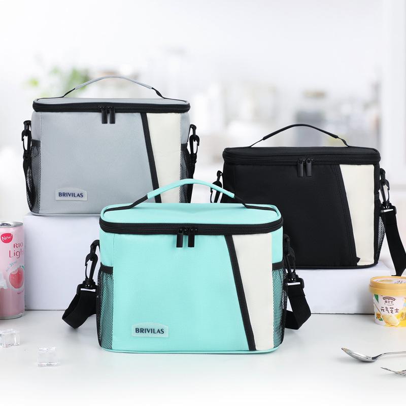Large Capacity Color Block Insulated Crossbody Lunch Bag & Picnic Tote