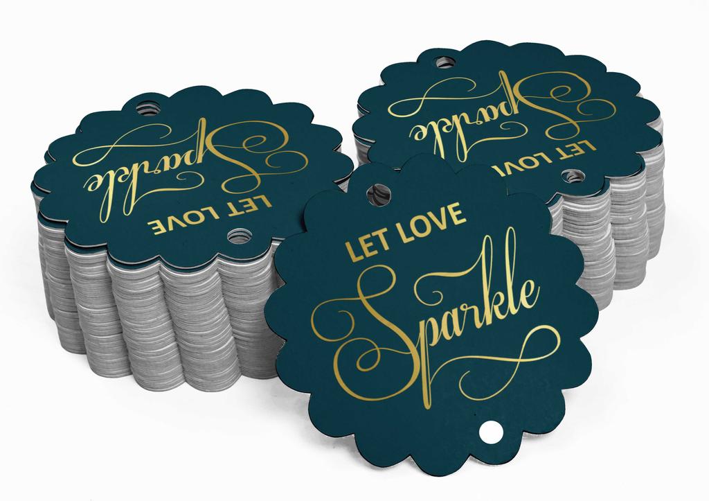 Inkdotpot 100 Pack Let Love Sparkle Wedding Favor Paper Tags Craft Real Gold Foil Hang