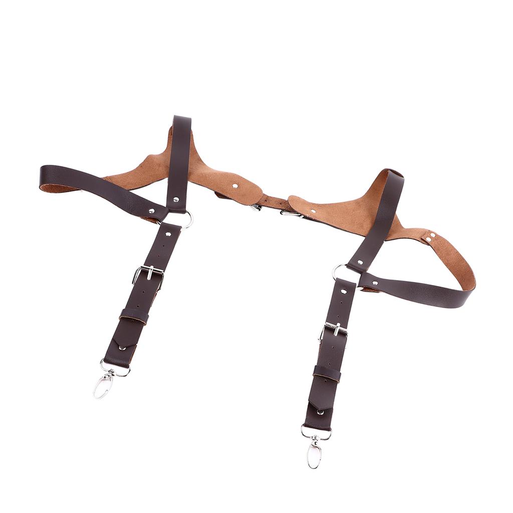 Men Suspenders Adjustable Sturdy Vintage Style PU Leather Renaissance Men Suspenders for Parties