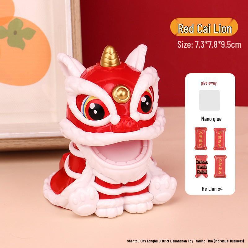 

Solar-Powered Sun Wukong Lion Dance Car Ornament - Chinese Style Center Console Decoration 7.8*7.3*9.5 cm