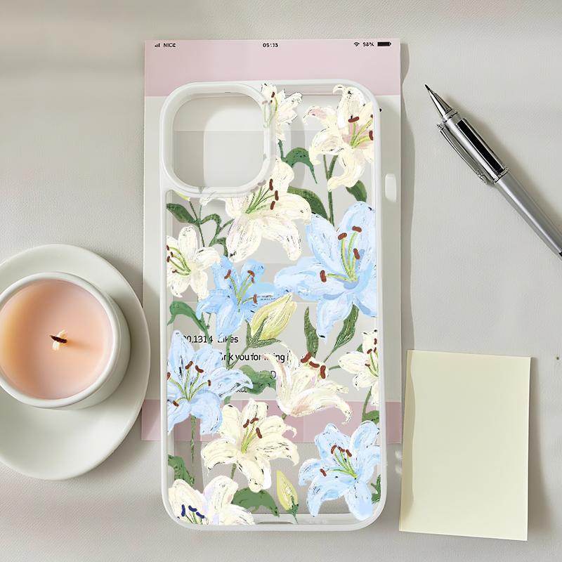 Cute Beautiful Lily Flower Phone Case For iPhone 17 16 15 14 13 12 11 Pro Max Mini X XS 7 Plus Transparent Cover