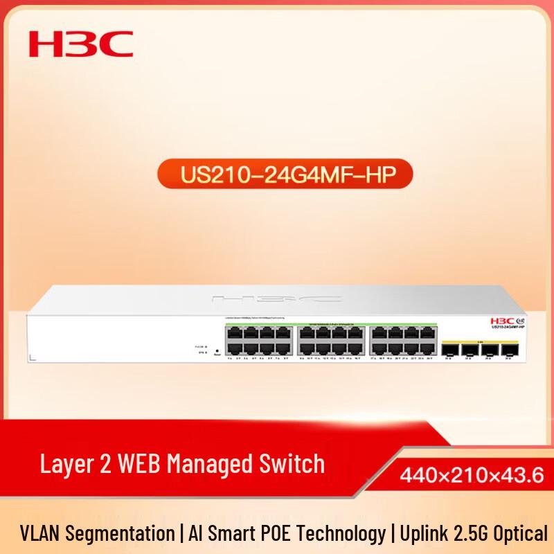 H3C US210-24G4MF-HP Layer 2 Managed PoE Switch