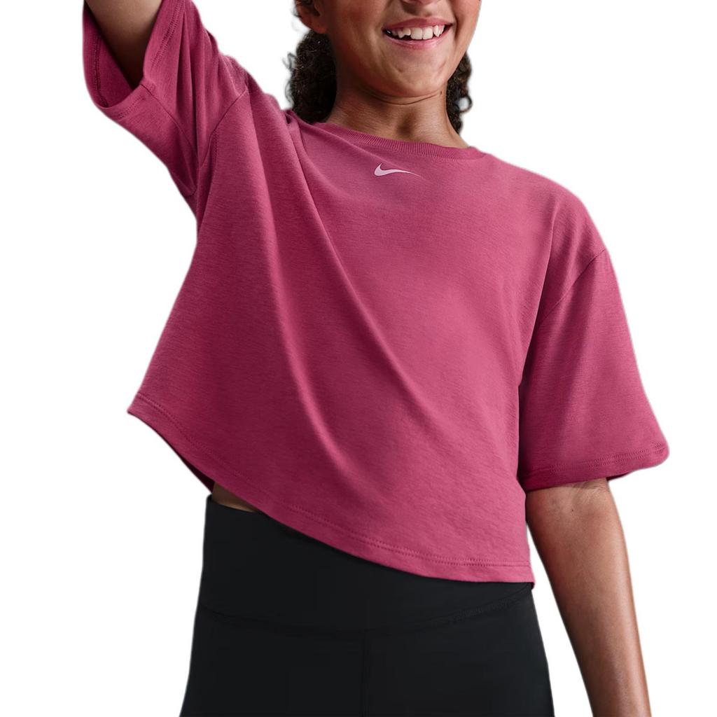 Nike Logo Round Neck Loose Short Sleeve T-Shirt Kids Tops Beetroot FZ5602-634