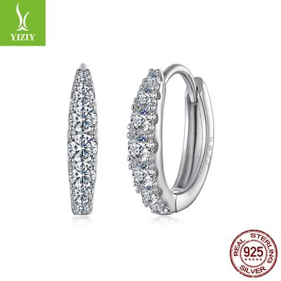 Boucles d'oreilles Moissanite Rang Simple Boucles d'oreilles Rondes Femme, Boucles d'oreilles Simples Brillantes en Argent Sterling S925