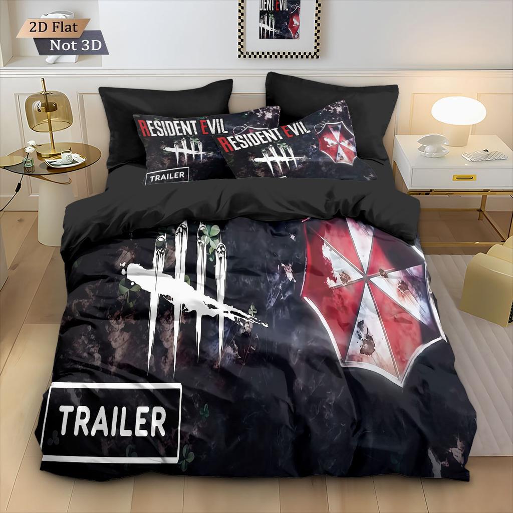 Black Player Game Bedding Set Resident Evil Quilt Cover With Pillowcases 3D Digital Printed Bedding Set Twin Full Queen King