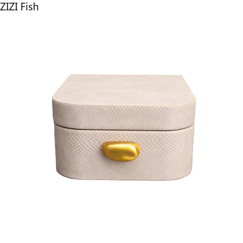 Creative Leather Decorative Box Jewelry Boxes Dresser Table Desk Decoration Cosmetic Jars Exquisite Earring Jewelry Storage Jar