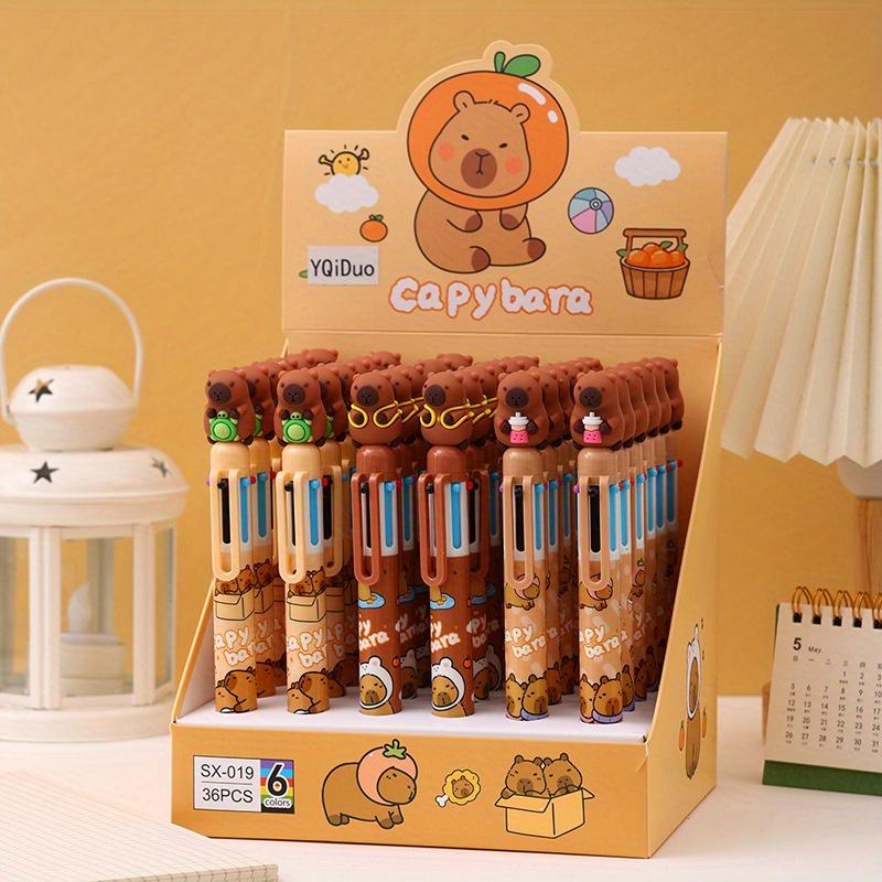 

36pcs Cute Cartoon Capybara 6Colors Ballpoint Pens Kawaii Multi Color Press Pen Student School Stationery Office Supplies Random style