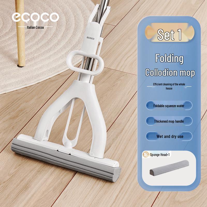 Foldable PVA Sponge Mop - Hands-Free, Water-Absorbent, for Wet/Dry Use