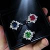 High-End Luxury Jewelry Simulation Emerald Full Diamond Ring Female, Full Diamond 8X8 Square Cultivation Treasure Ring