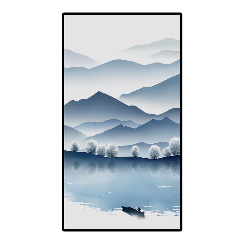 Klassische Landschaft im chinesischen Stil Buntglasfolie Verdunkelnd Selbstklebende Glasaufkleber Statisch haftende Sichtschutz-Fensterfolien