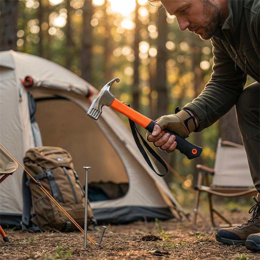 Carbon Steel Tent Hammer With Ergonomic Handle And Lightweight Design For Outdoor Camping