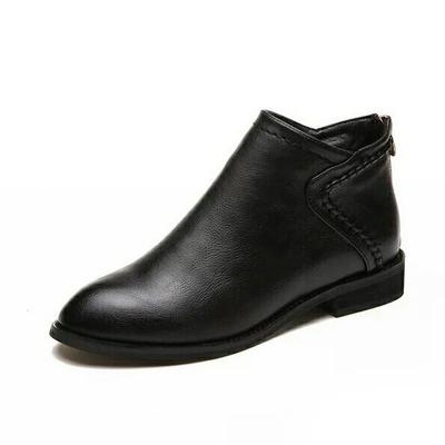 Chelsea Boots Spring Shoes Women Flat Bottom England Retro Boots PU Leather Pointed Toe Ankle Boots