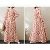 Round Neck Drawstring Loose Minimalist Long Sleeve Extra Long Dress Resort Style