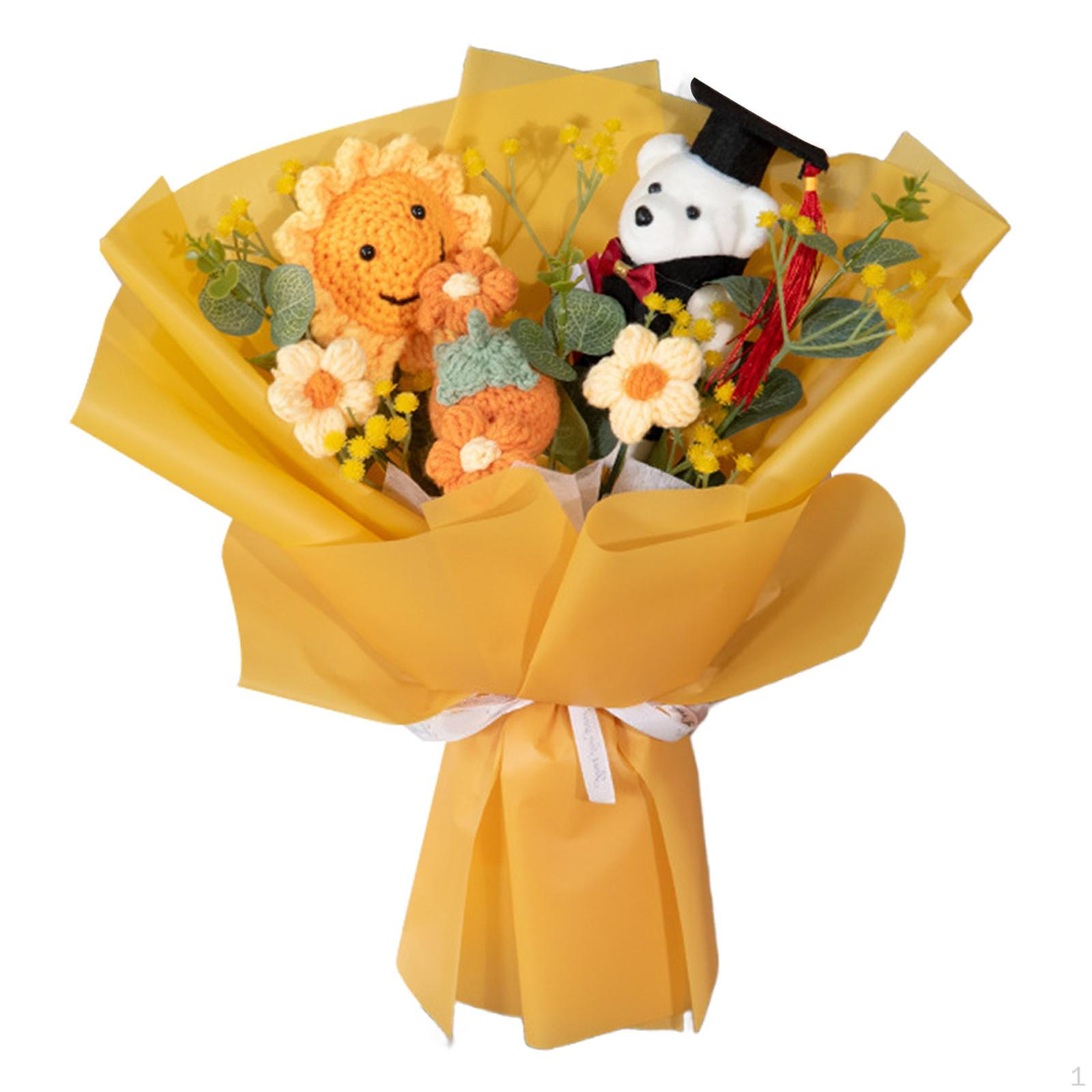 

Букет цветов крючком, Вязаные искусственные цветы, Подсолнух крючком на День отца Yellow