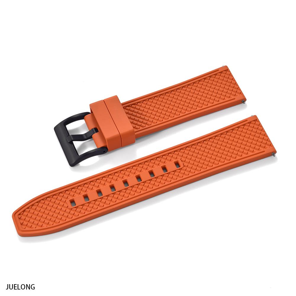 Professional Diving Watch Band FKM Rubber Strap 18mm 20mm 22mm 24mm Quick Release Bullet Shape for Dive Watch Waterproof Durabl