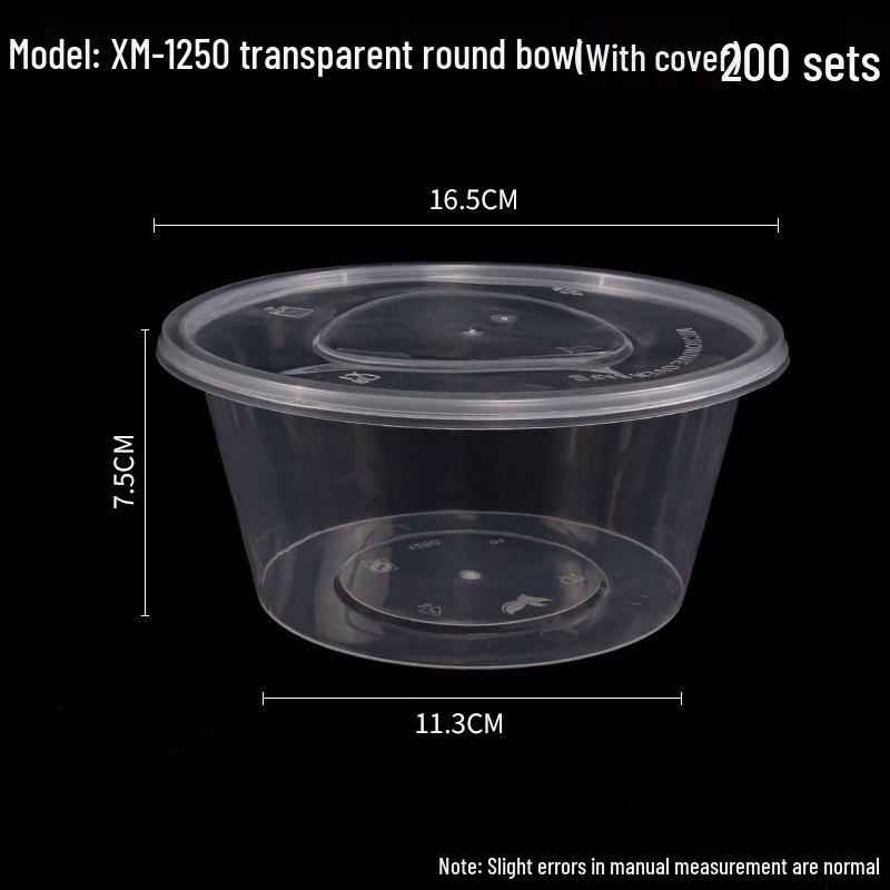 1000ml Round Transparent Plastic Takeaway Food Container with Lid