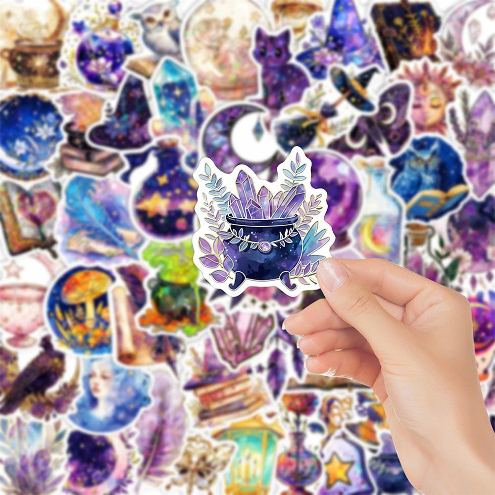 10/30/50pcs Cool Gothic Magic Witch Crystal Cartoon Stickers Aesthetic DIY Skateboard Scrapbook Phone Vintage Waterproof Sticker