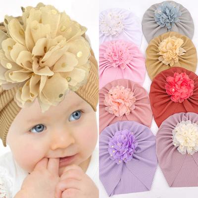 Baby Hat Threaded Bronzing Flower Breathable Newborn Infant Beanie Cap Headwrap