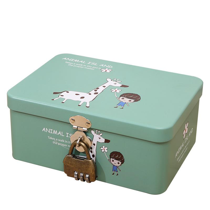 Secret Decorative Storage Box Small Metal Keepsake Container Tin Case with Lock and Key for Kids Girls Boys Gift Home Decoration