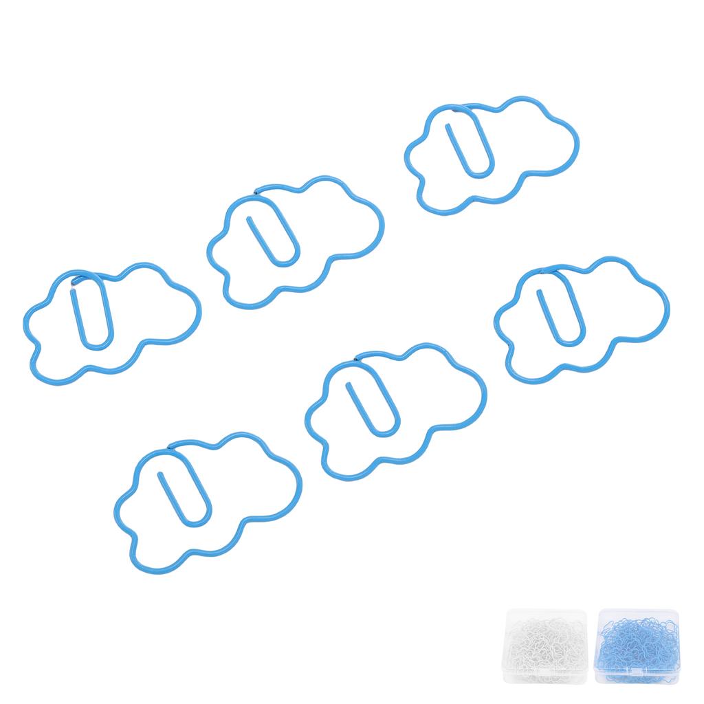 100 Pcs Cloud Shaped Paper Clips Cute Fun Decorative Iron Bookmarks Planner Clips with Transparent B