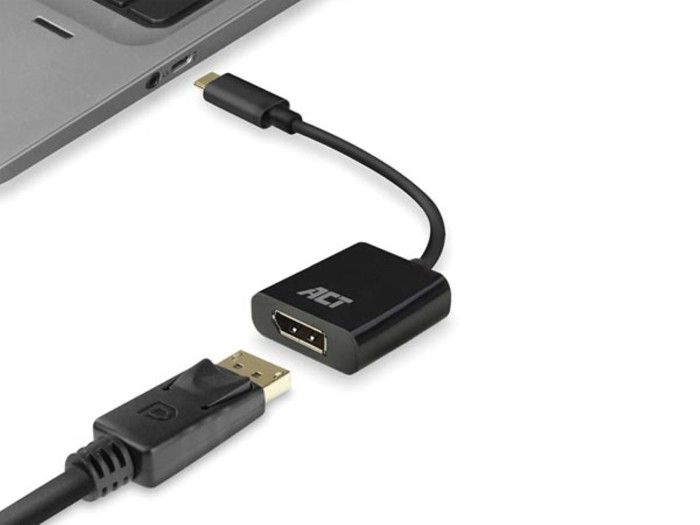 Adaptateur USB-C Vers DisplayPort - ACT - 4K @ 60 Hz - 0.15 M - Noir - Haute Définition