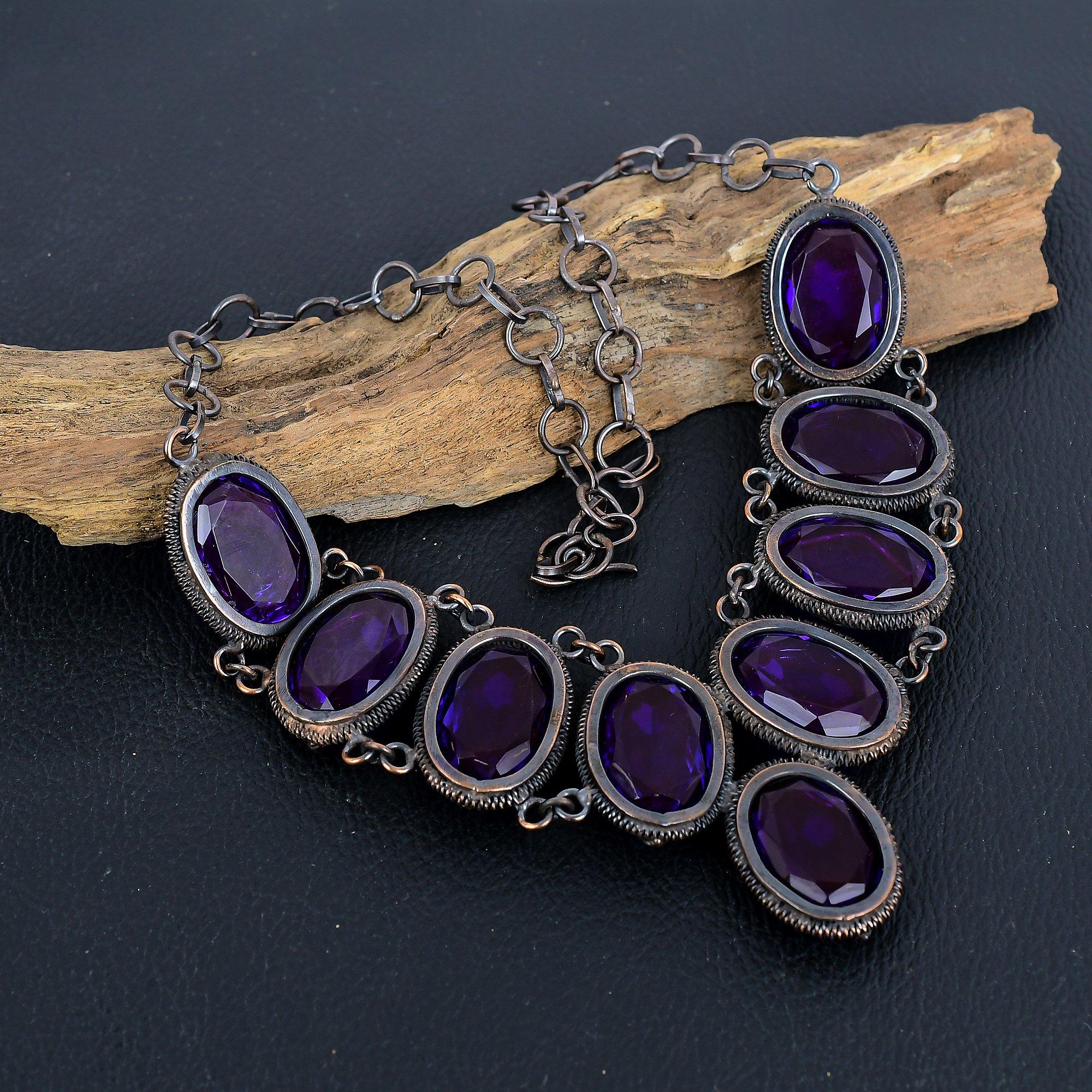 

Аметистовое ожерелье, Ювелирные изделия из драгоценных камней, обернутые медной проволокой 999 пробы, Удивительные ювелирные изделия ручной работы, Подарок для нее