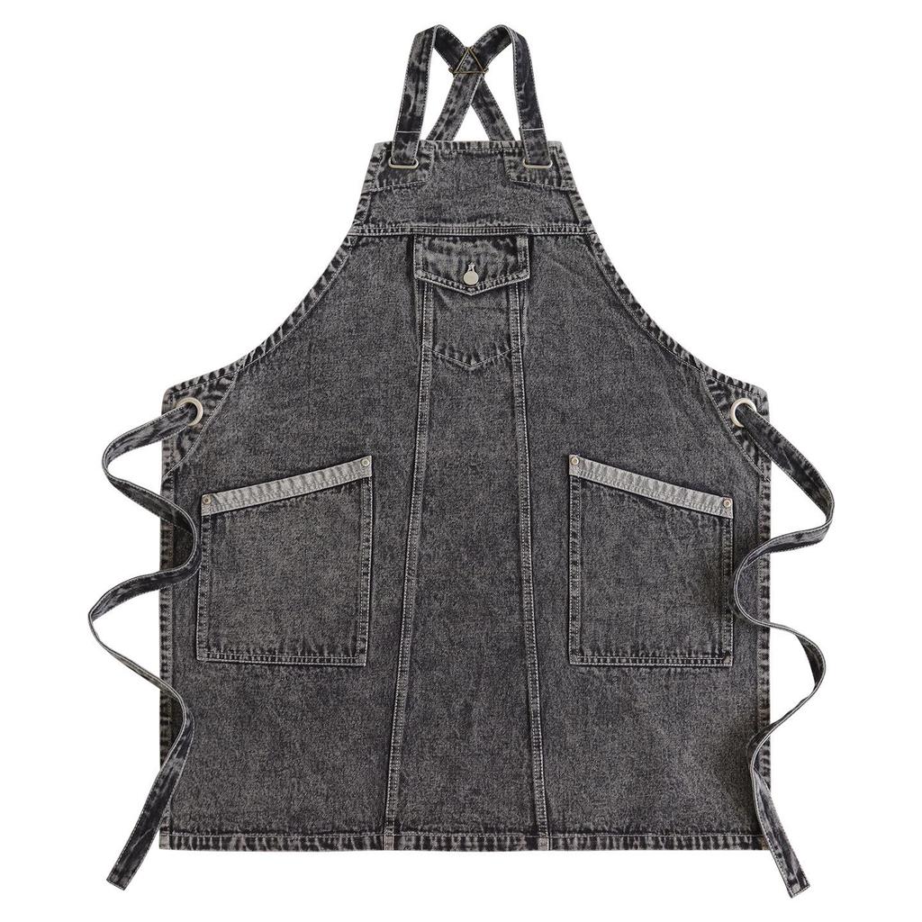 Customizable Washable Denim Apron: For Coffee, Tea, BBQ, Barber, and Flower Shop Workwear