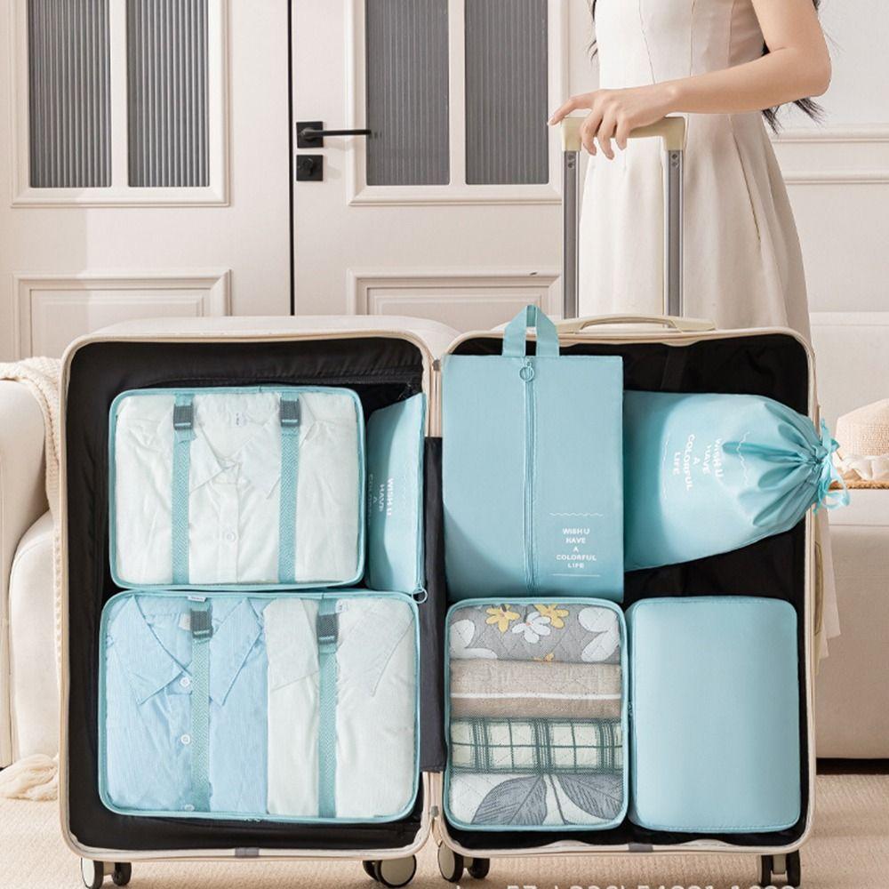8Pcs Foldable Travel Organizer Set Large Capacity Luggage Storage Bags Portable Wardrobe  Underwear