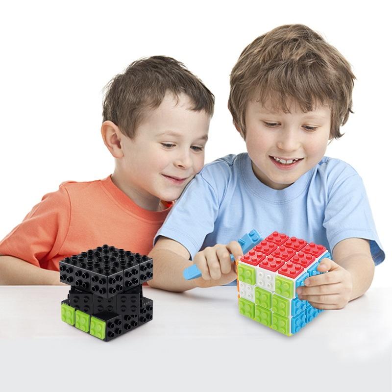 3x3 Brick Speed Cube met Bouwstenen, Mini Speelgoed Meegeleverd, Compatibel met Lego Kubus, Educatief Speelgoed