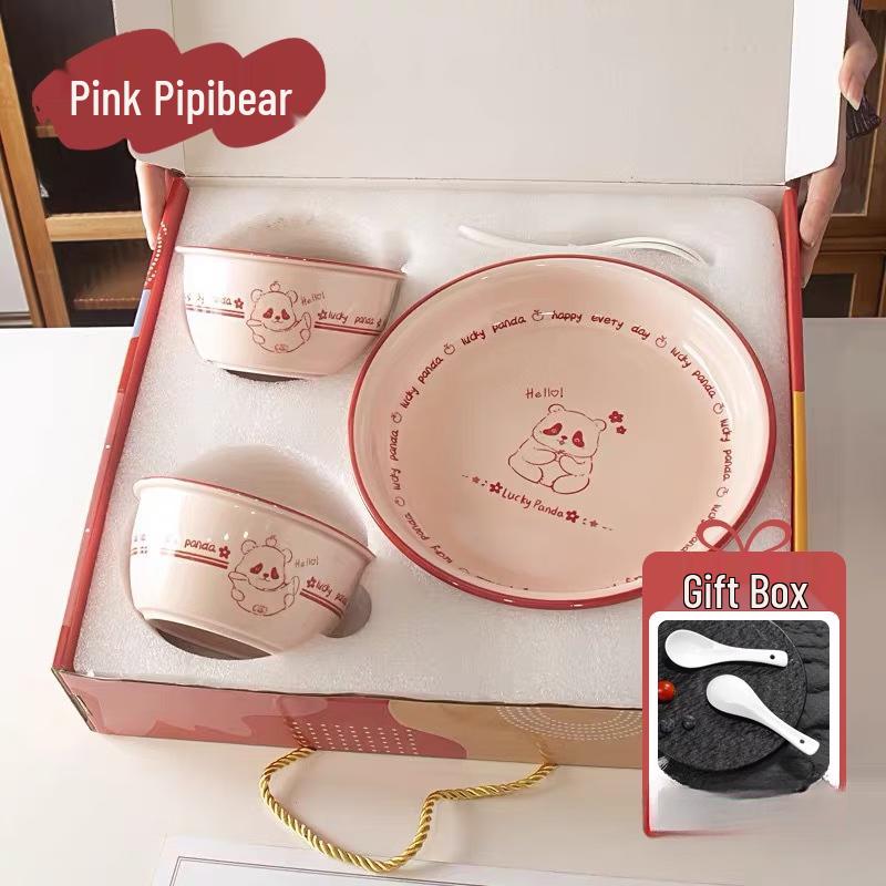 

Ru Han Cute Pink Bear Ceramic Dinnerware Gift Set